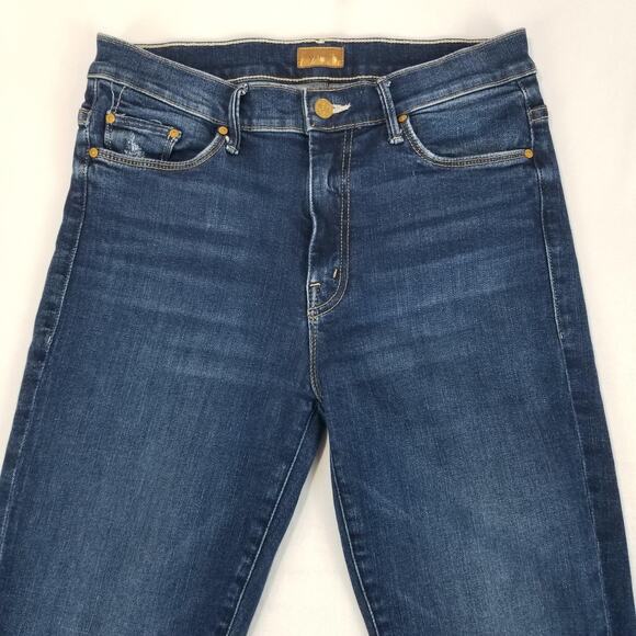 Mother The Weekender Fray Jeans Womens 29 Blue Flare Stretch Denim Mid Rise - Picture 7 of 12